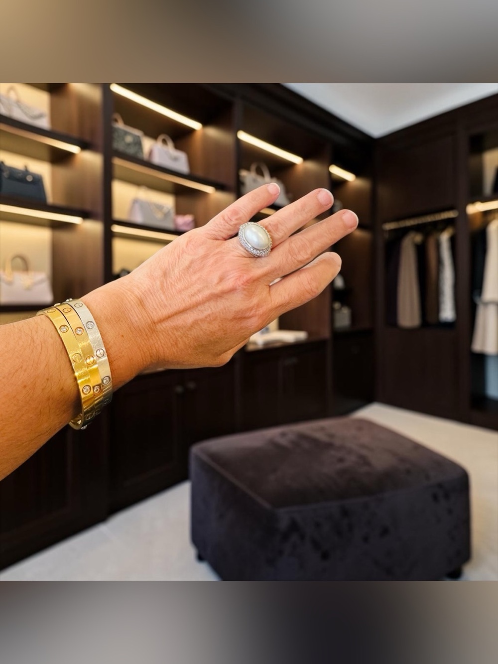 Judith Ripka Luxury Vintage Retro Designer Couture Runway Authentic Pearl Ring